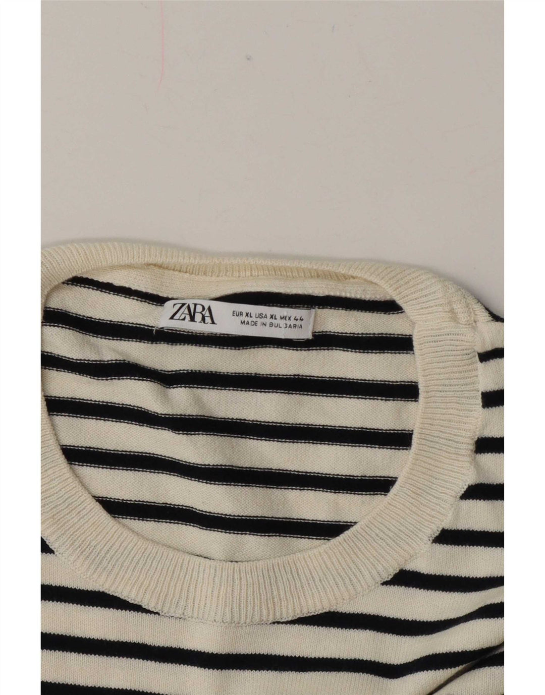 Zara Regular T-Shirt Top UK 18 XL Hvidstribet