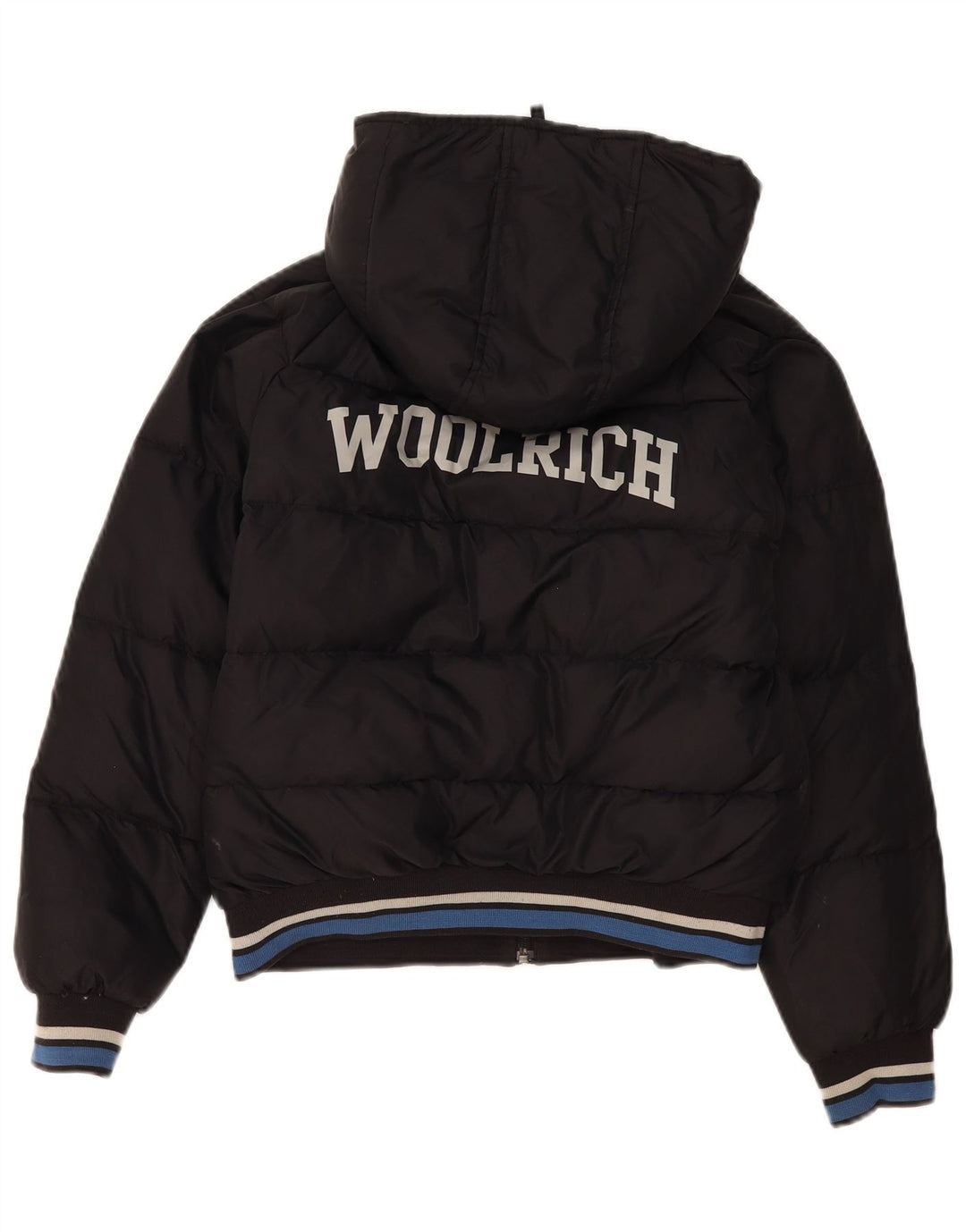 Woolrich drenge grafisk polstret hættejakke 11-12 år sort nylon