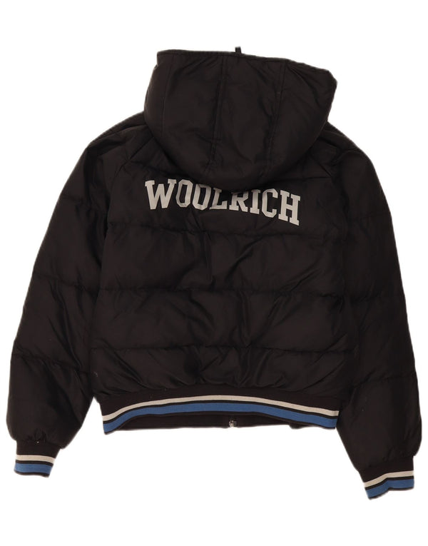 Woolrich drenge grafisk polstret hættejakke 11-12 år sort nylon