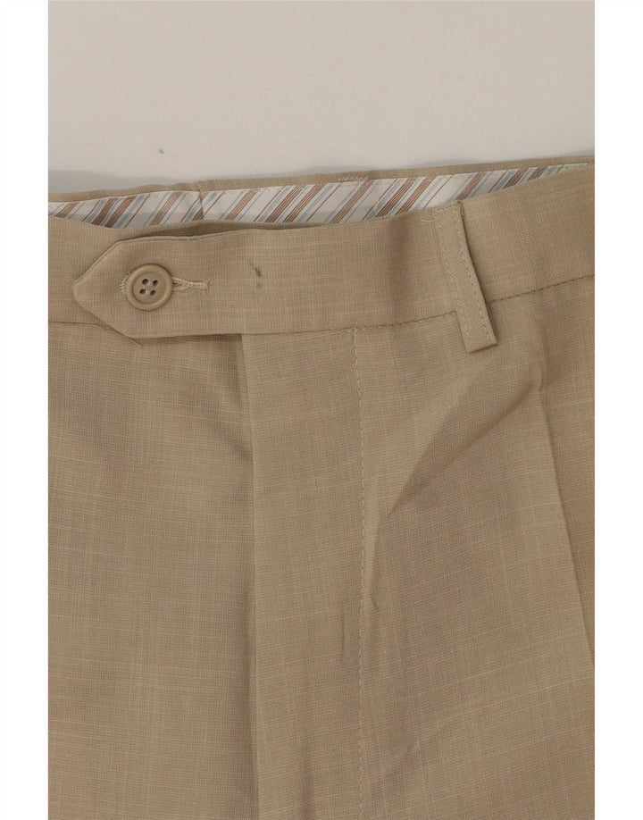 Marks & Spencer Straight Suit Bukser til mænd W34 L28 Beige Polyester