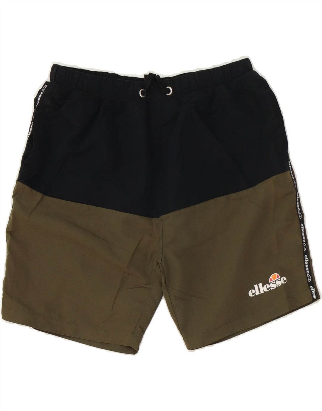 ELLESSE Boys Graphic Swimming Shorts 13-14 Years  Black Colourblock Vintage Ellesse and Second-Hand Ellesse from Messina Hembry 