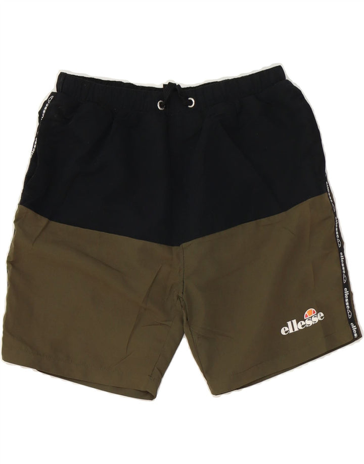 ELLESSE Boys Graphic Swimming Shorts 13-14 Years  Black Colourblock Vintage Ellesse and Second-Hand Ellesse from Messina Hembry 
