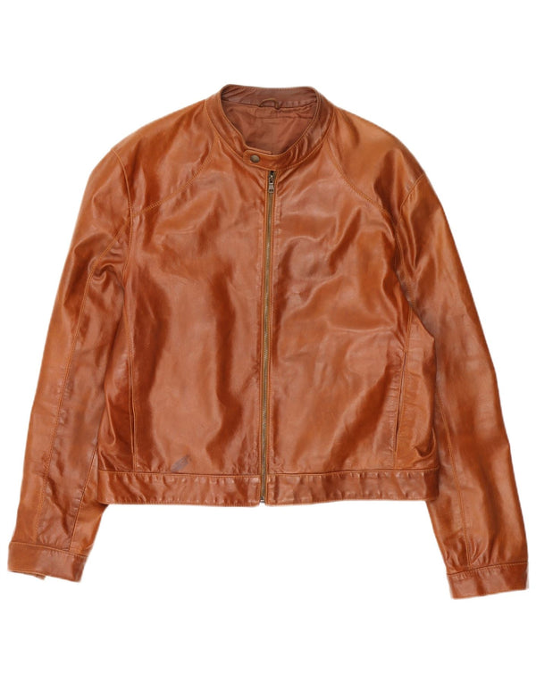 Vintage Herre Biker Læderjakke UK 44 2XL Brun Læder