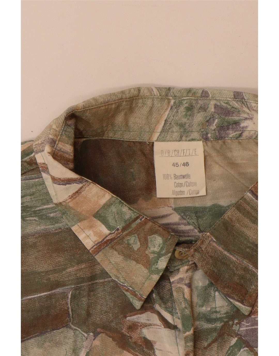 Vintage herre abstrakt mønster kortærmet skjorte UK 45/46 XL flerfarvet