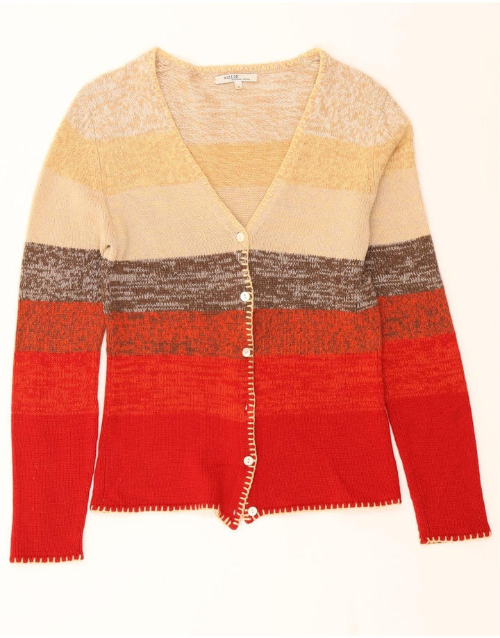 VINTAGE Womens Cardigan Sweater UK 10 Small Red Striped Vintage Vintage and Second-Hand Vintage from Messina Hembry 