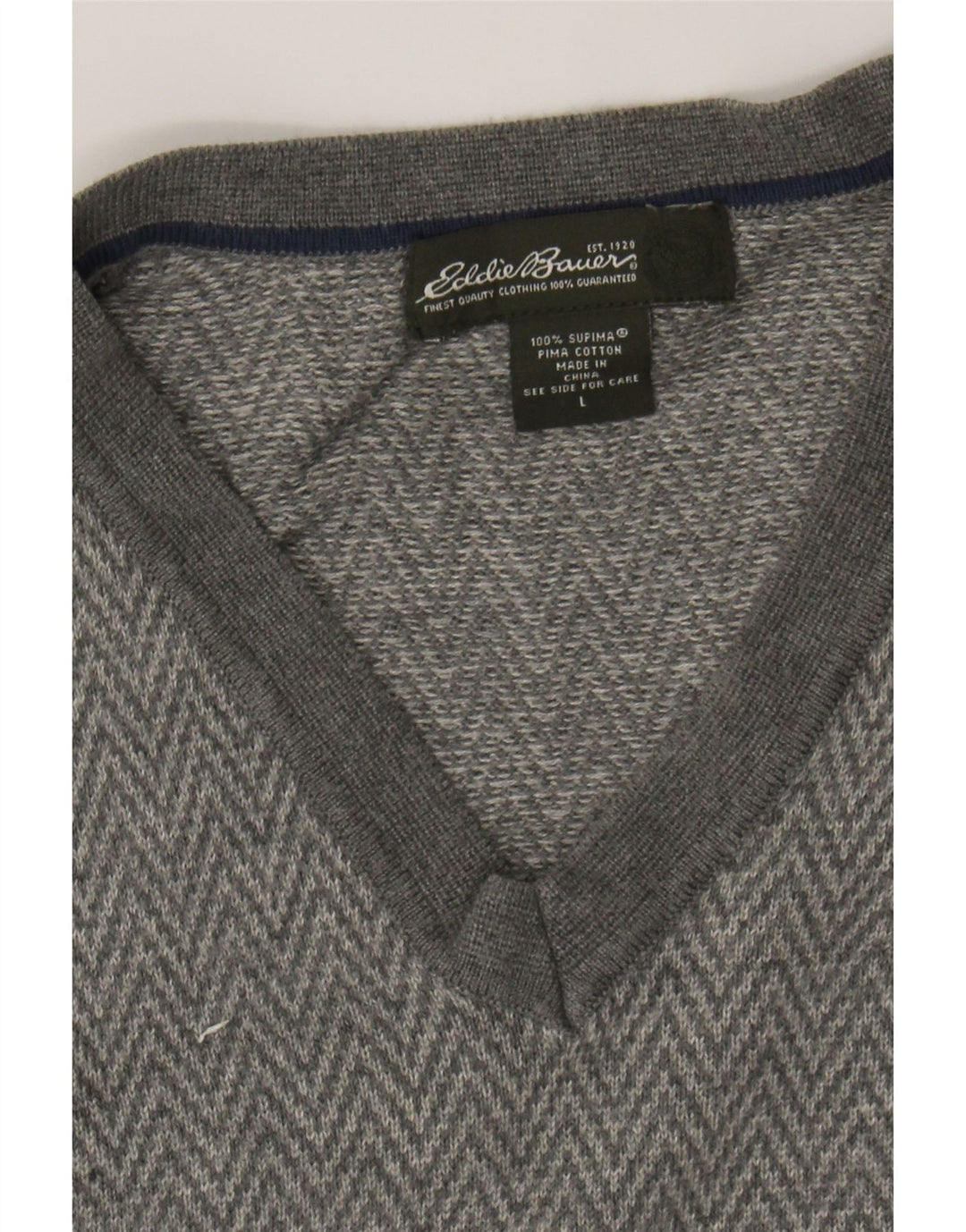 EDDIE BAUER Womens Vest Tank Top UK 16 Large Grey Chevron Cotton Vintage Eddie Bauer and Second-Hand Eddie Bauer from Messina Hembry 