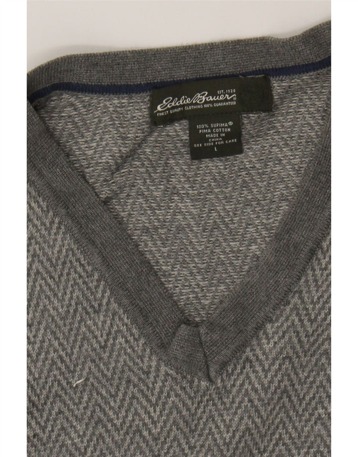 EDDIE BAUER Womens Vest Tank Top UK 16 Large Grey Chevron Cotton Vintage Eddie Bauer and Second-Hand Eddie Bauer from Messina Hembry 