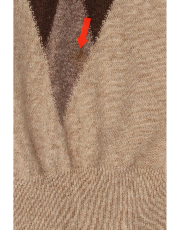 VINTAGE Mens Vest Tank Top IT 52 Large Beige Argyle/Diamond Wool Vintage Vintage and Second-Hand Vintage from Messina Hembry 
