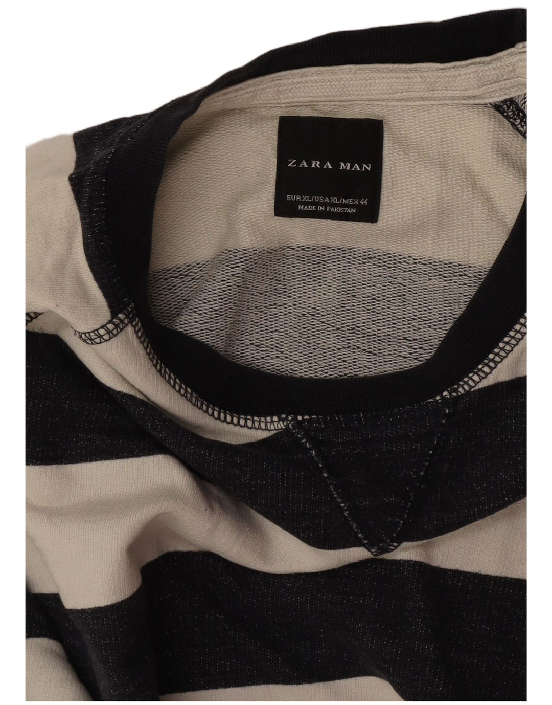 Zara Herre Sweatshirt Jumper XL Off White Stribet bomuld