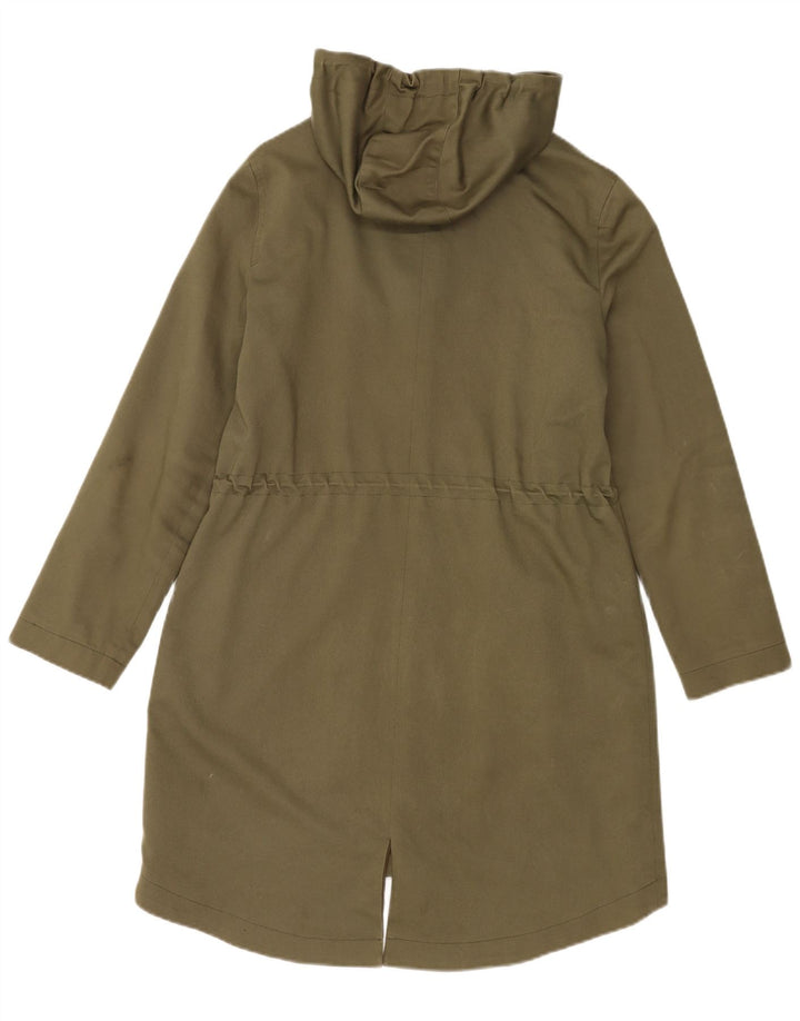 Reiss Dame Hætte Oversized Parka Jacket UK 8 Small Khaki Cotton