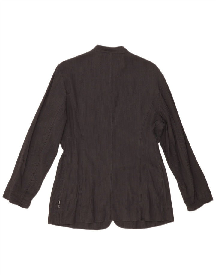 ARMANI JEANS Dame 5-knaps blazerjakke UK 14 Stor sort viskose