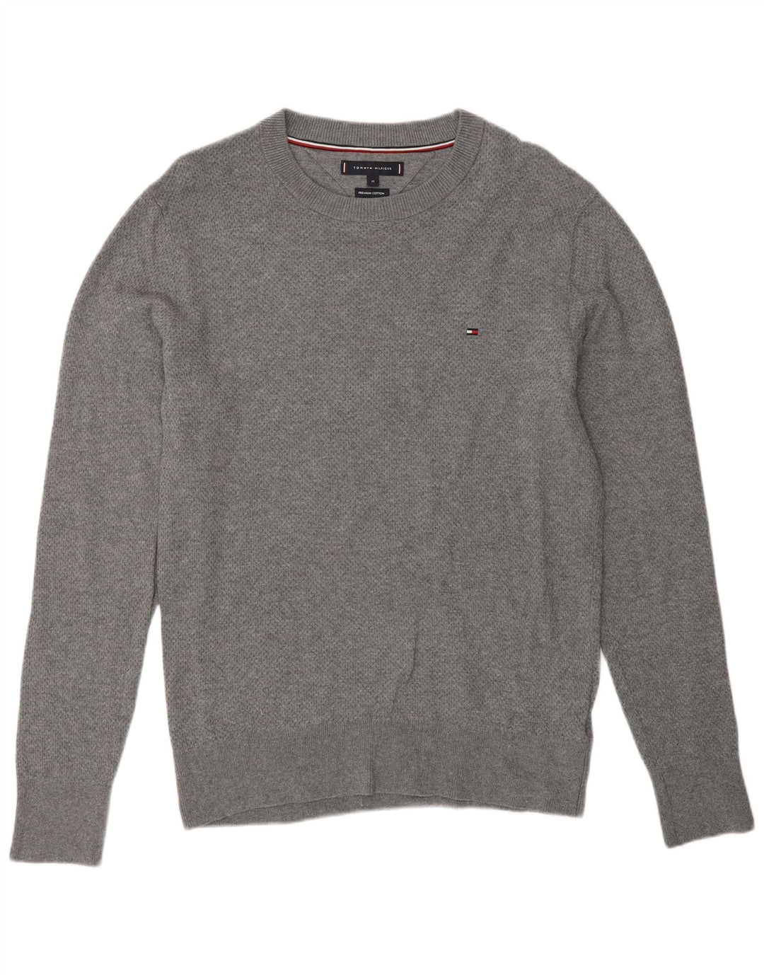 TOMMY HILFIGER Mens Boat Neck Jumper Sweater Medium Grey Cotton