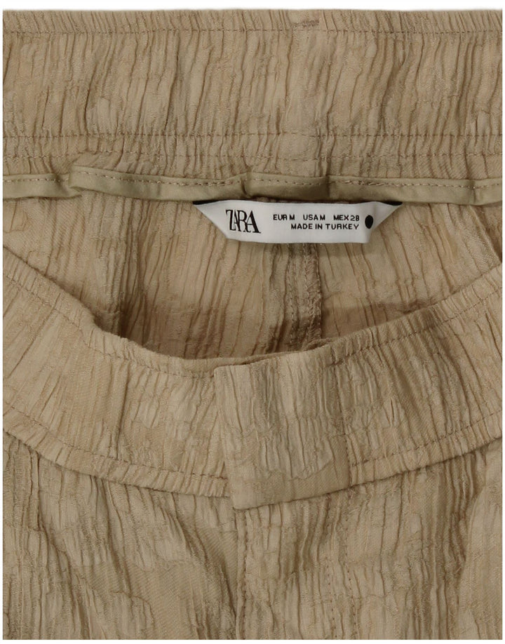 Zara kvinders abstrakt mønster lige fritidsbukser Medium W30 L26 Beige