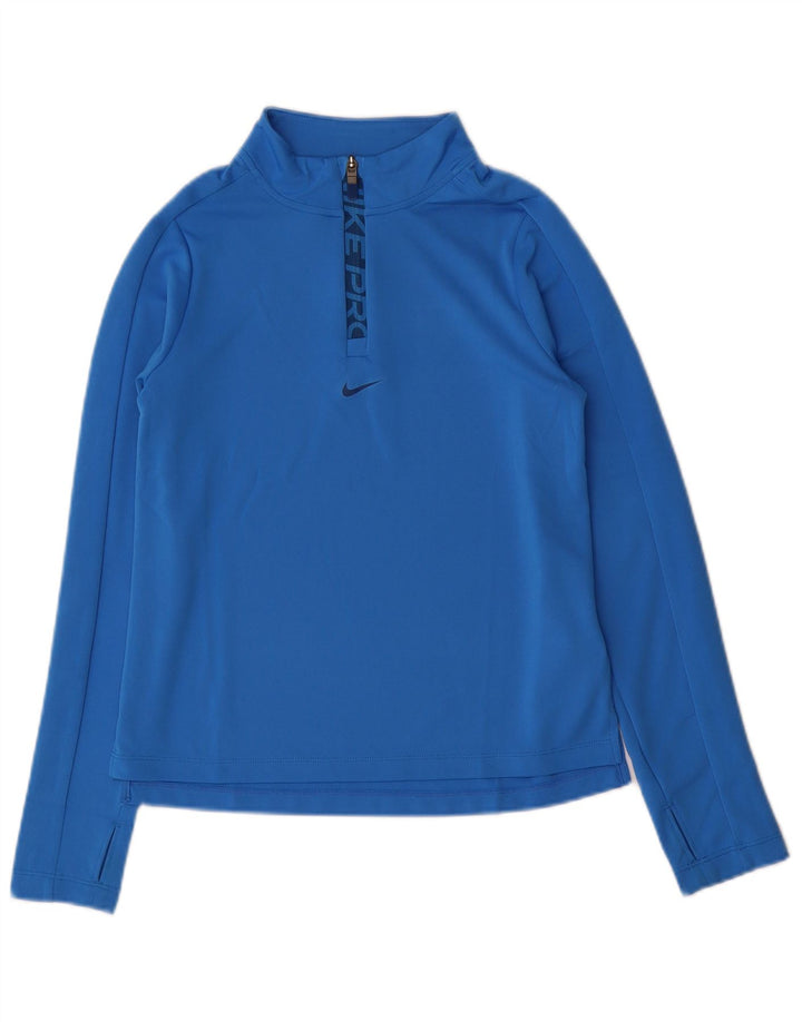 Nike Girls Dri Fit Pullover med lynlås-hals træningsdragt Top 12-13 år Stor Blå