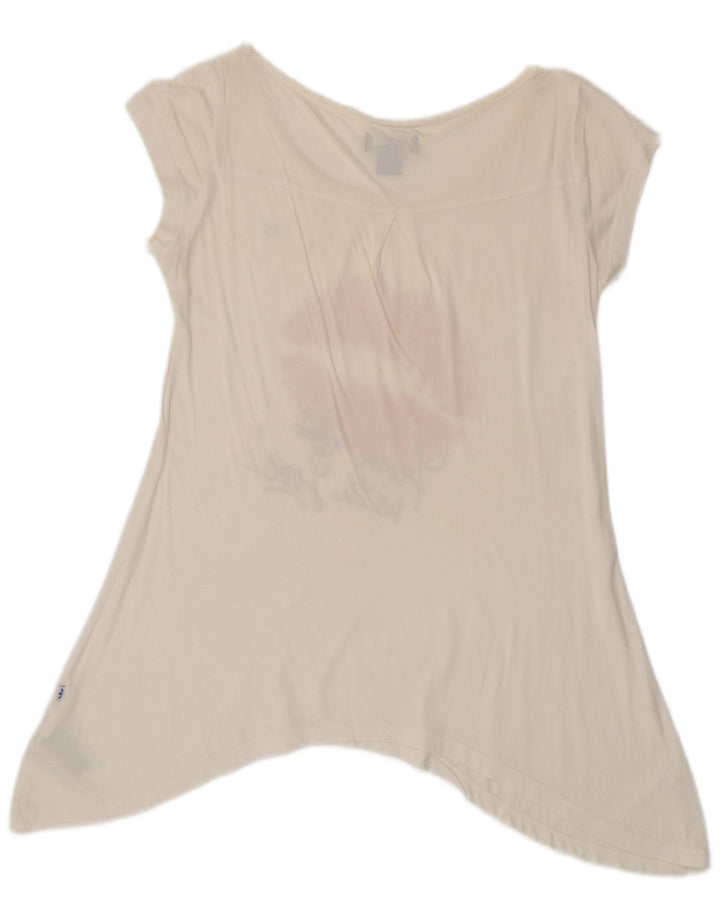 ADIDAS Dame Grafisk Asymmetrisk Tunika Top UK 8 Lille Hvid Bomuld