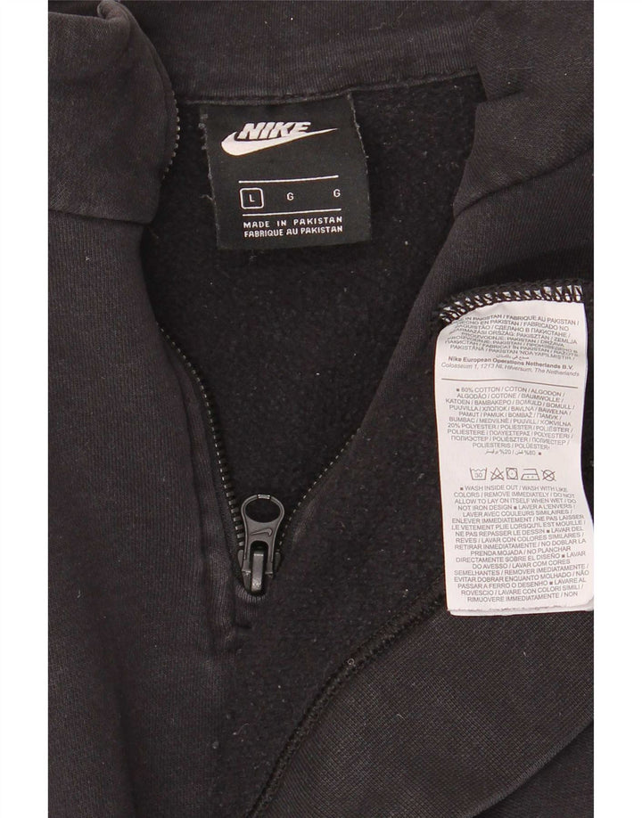Nike Dame Oversized Zip Neck Sweatshirt Jumper UK 16 Large Black Bomuld