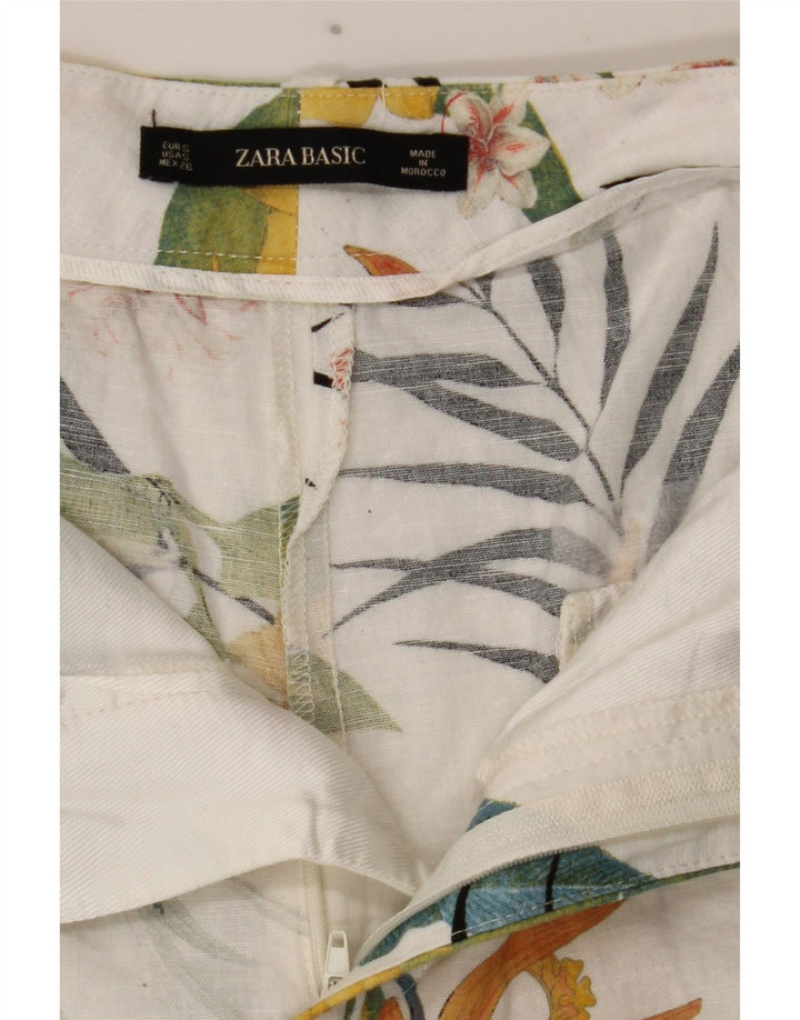 Zara Chino-shorts til kvinder Small W26 White Floral