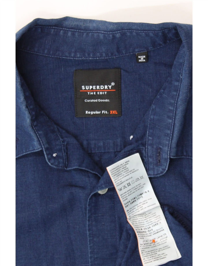 SUPERDRY Herre Regular Fit denimskjorte 3XL marineblå bomuld