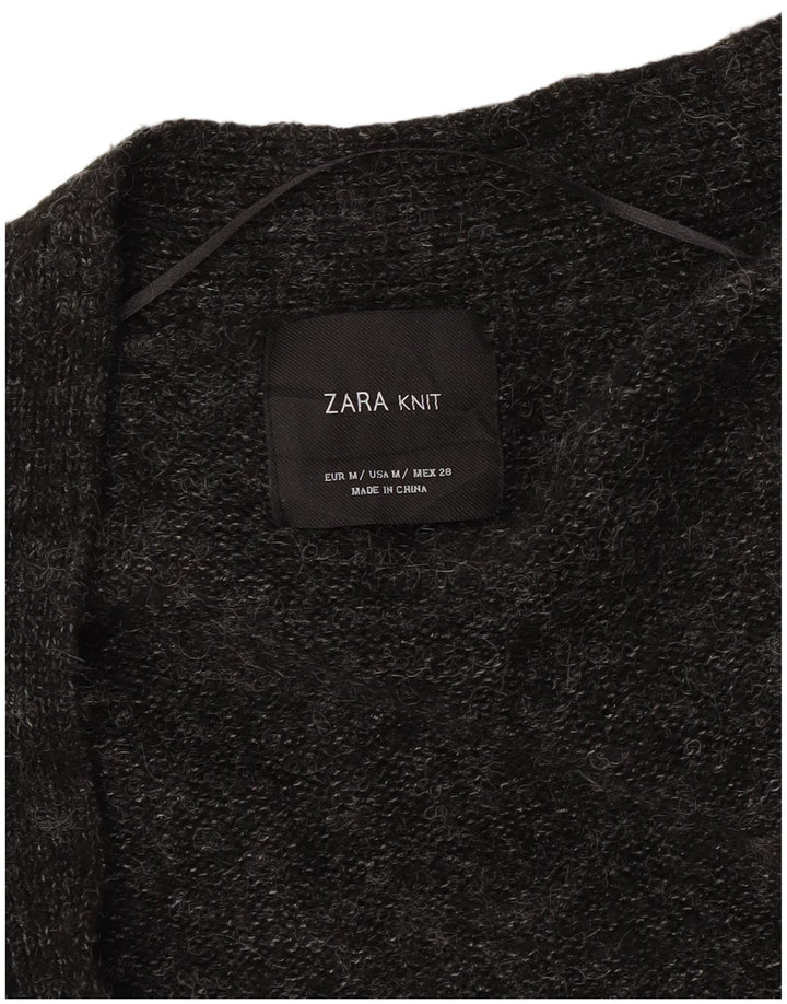Zara Womens Open Cardigan Sweater UK 14 Medium Grey