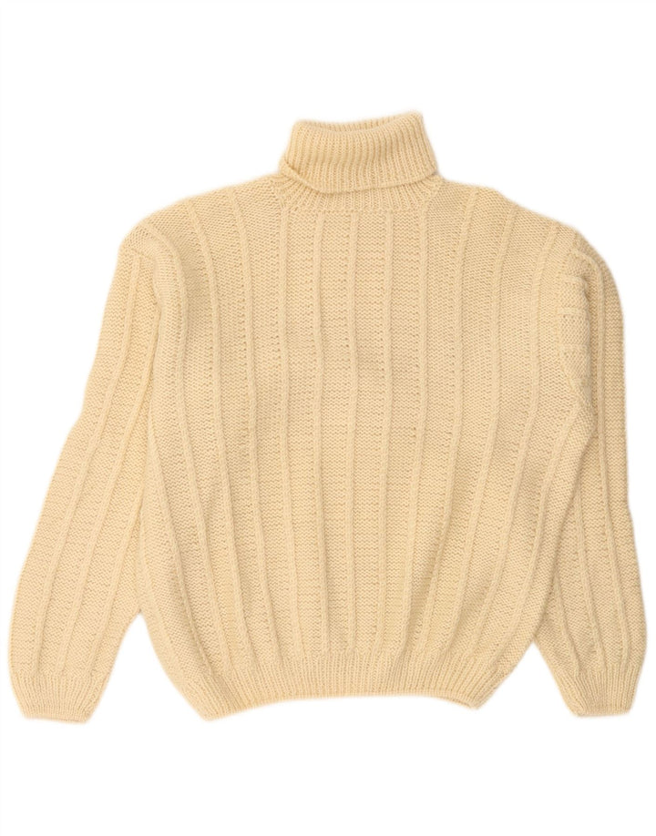 Vintage Dame Roll Neck Jumper Sweater UK 14 Large Off White
