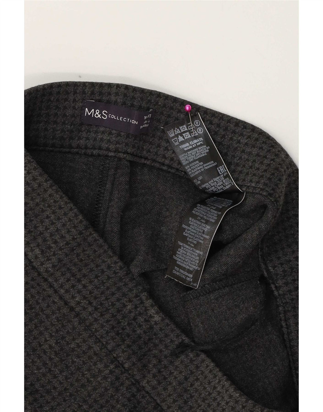 Marks & Spencer Womens Leggings UK 10 Small W28 L23 Grå Houndstooth