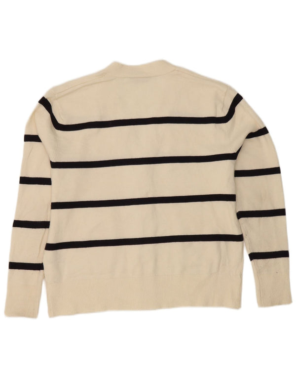Zara oversized cardigantrøje til kvinder UK 6 XS Off White Stribet viskose