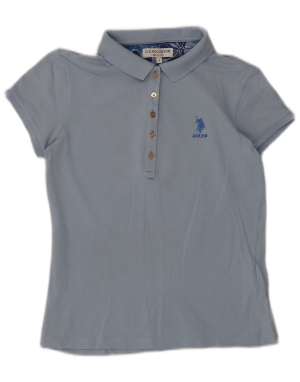 US Polo Assn Dame Polo Shirt UK 8 Small Blue Cotton