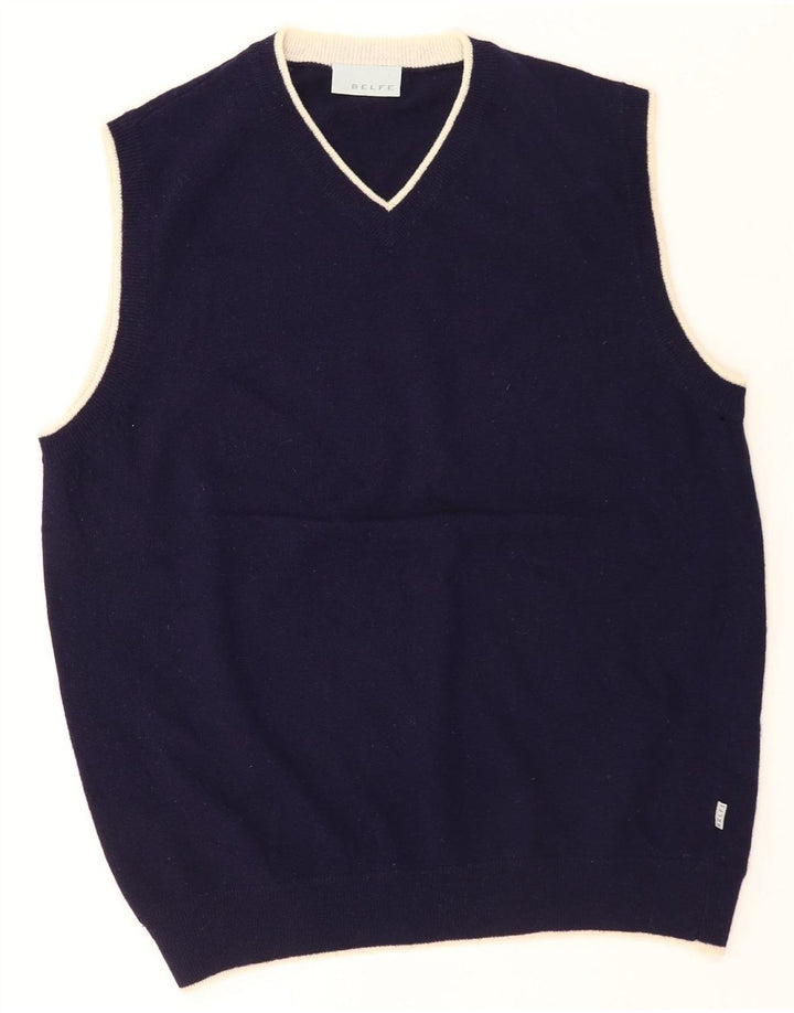Belfe Herrevest Tank Top UK 40 Medium Navy Blue Lammeuld