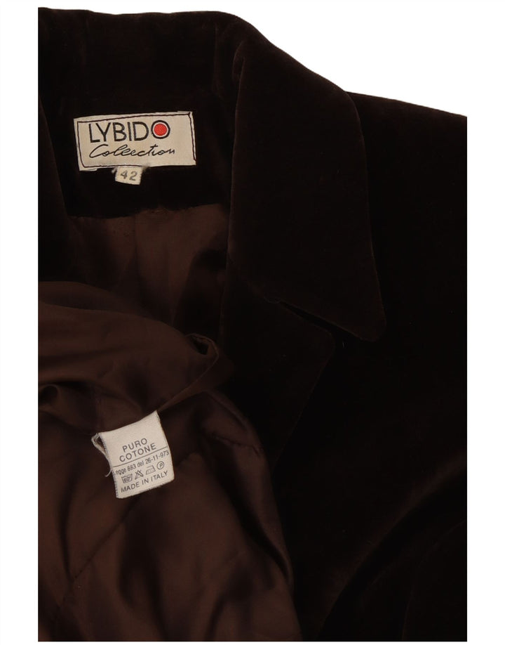 Lybido Dame 3 Button Velvet Blazer Jacket IT 42 Medium Brun Bomuld