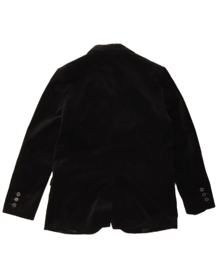 Zara Herre Velvet 2 Button Blazer Jacket UK 38 Medium Sort Bomuld