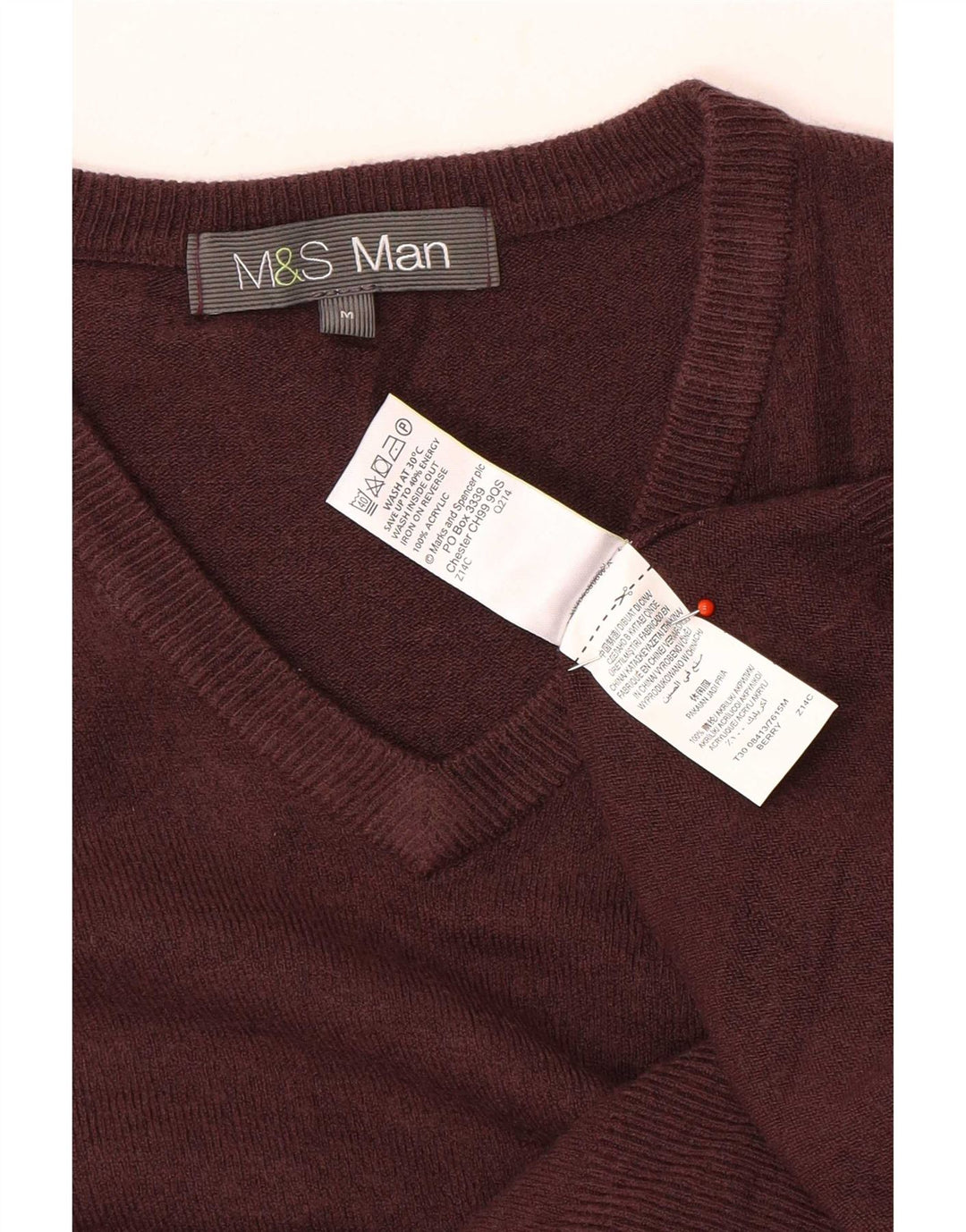 Marks & Spencer Herre V-hals sweater Medium Brun Akryl