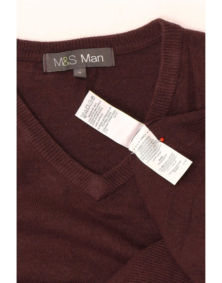 Marks & Spencer Herre V-hals sweater Medium Brun Akryl