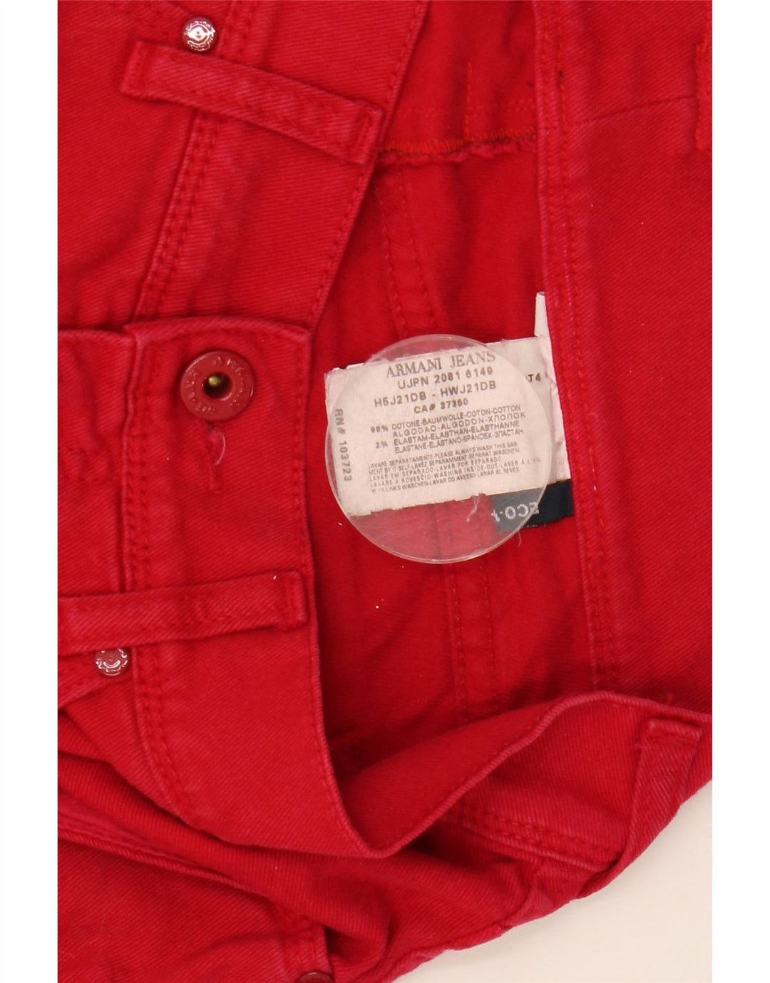 ARMANI Slim Jeans til kvinder W29 L30 rød bomuld