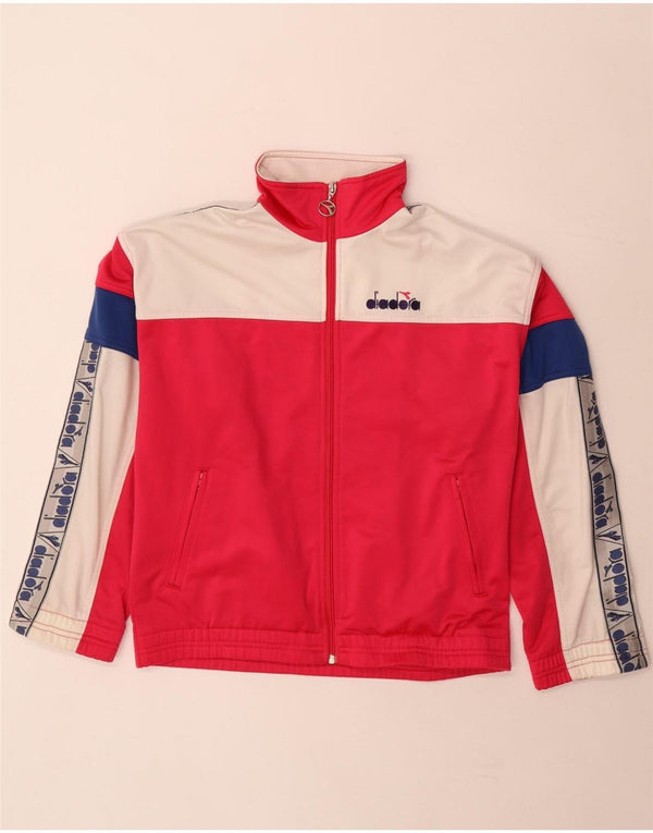 Diadora Herre grafisk træningsdragt topjakke UK 32 2XS Pink Colourblock