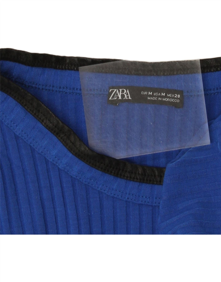 Zara Dame T-Shirt Top UK 12 Medium Blue