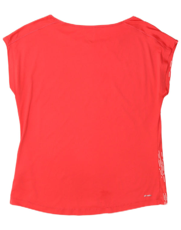 Adidas Dame Climalite Grafisk T-Shirt Top UK 16/18 Stor Rød Polyester