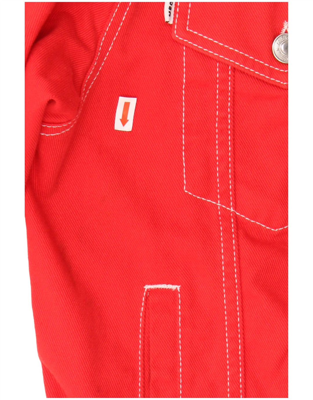 MSGM Womens Denim Jacket EU 38 Medium Red Cotton