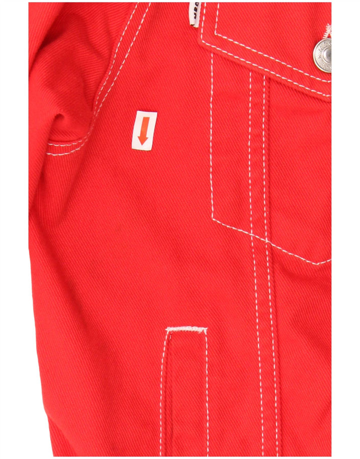 MSGM Womens Denim Jacket EU 38 Medium Red Cotton