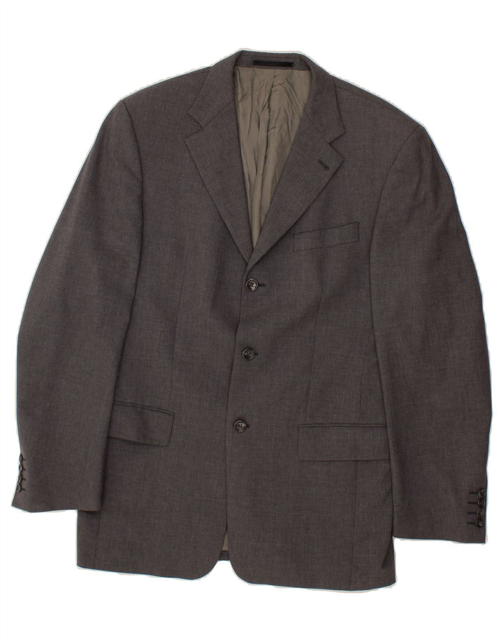CARL GROSS Mens 3 Button Blazer Jacket UK 40 Large Grey Lambswool Vintage Carl Gross and Second-Hand Carl Gross from Messina Hembry 