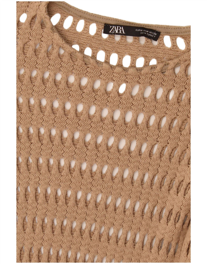 Zara hæklet strandkjole til kvinder UK 12 Medium Beige