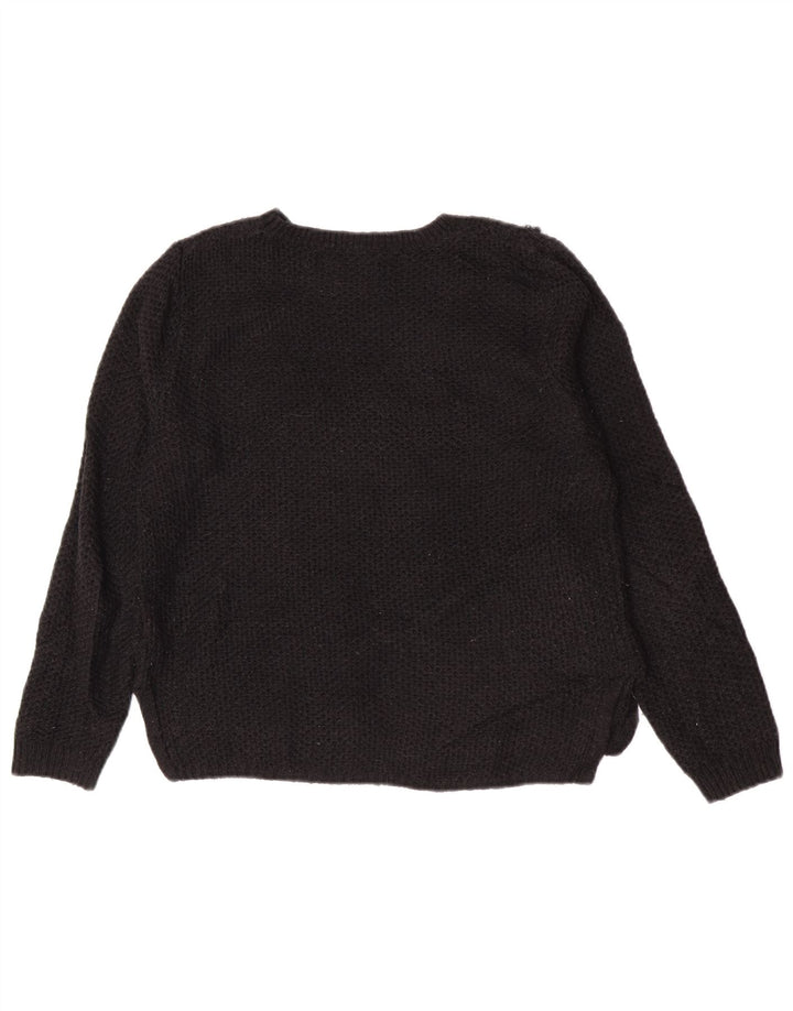 Marks & Spencer Dame Boat Neck Jumper Sweater UK 12 Medium Black Floral