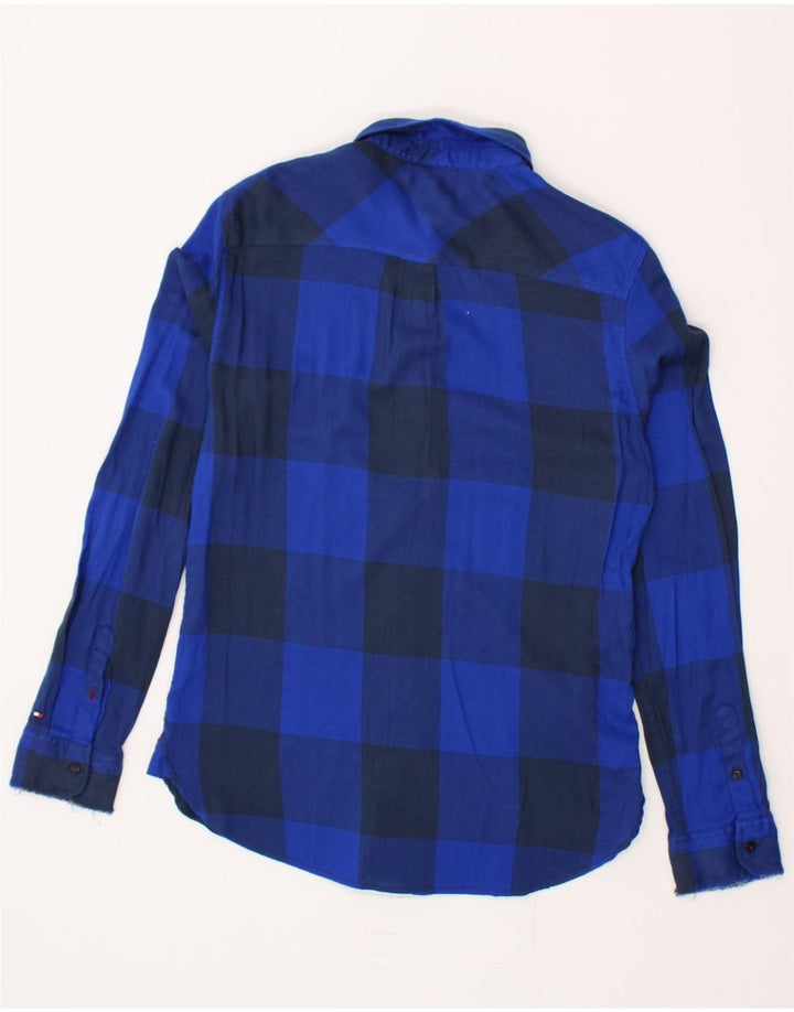 TOMMY HILFIGER Womens Regular Fit Flannel Shirt US 6 Medium Blue Check Vintage Tommy Hilfiger and Second-Hand Tommy Hilfiger from Messina Hembry 