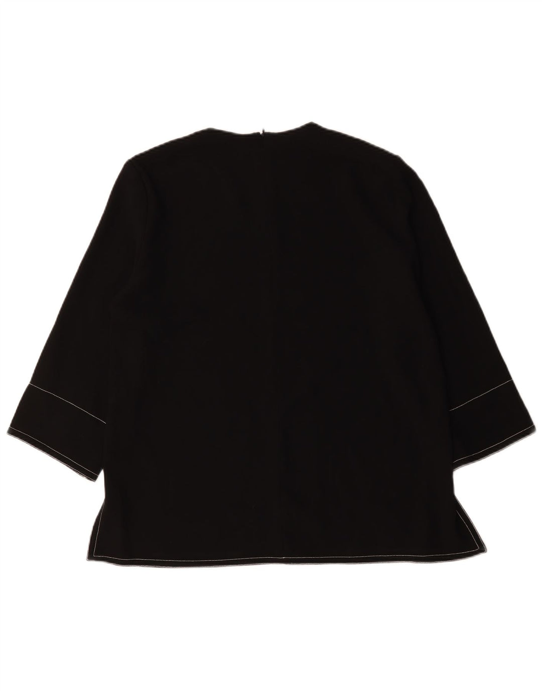 Zara Dame 3/4 ærmet bluse Top UK 16 Large Black Polyester