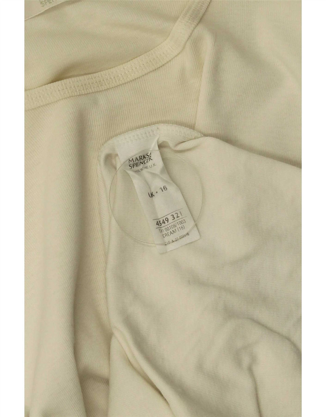 Marks & Spencer Dame Top Langærmet UK 16 Stor Beige Bomuld