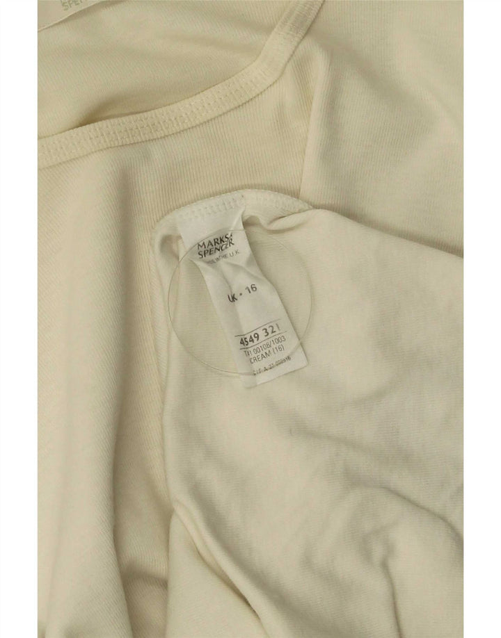 Marks & Spencer Dame Top Langærmet UK 16 Stor Beige Bomuld