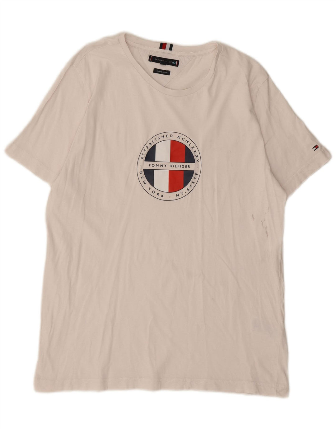 Tommy Hilfiger Herre Grafisk T-Shirt Top Stor Hvid Bomuld