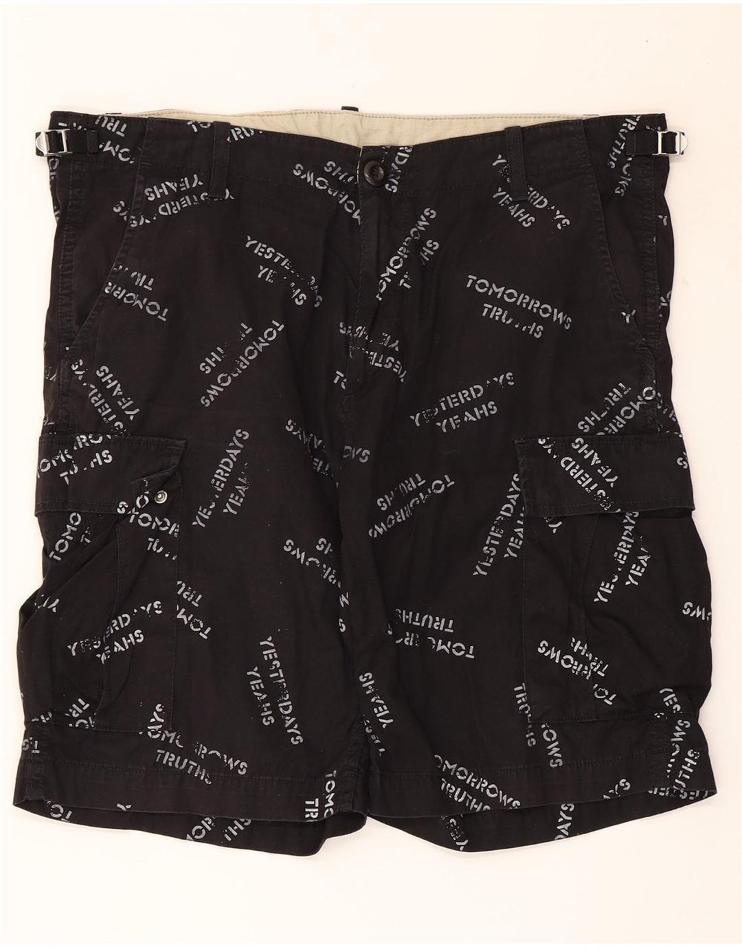 CARHARTT Grafiske Cargo Shorts til mænd W34 Stor sort bomuld