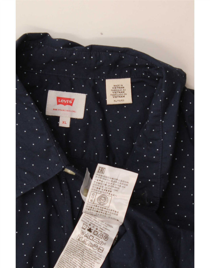 Levi's herreskjorte XL marineblå plettet bomuld Classic
