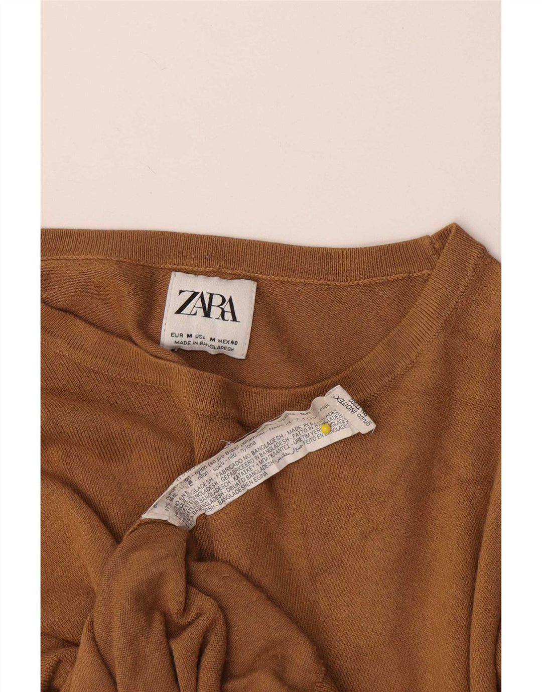 Zara Herre Boat Neck Jumper Sweater Medium Beige Viscose