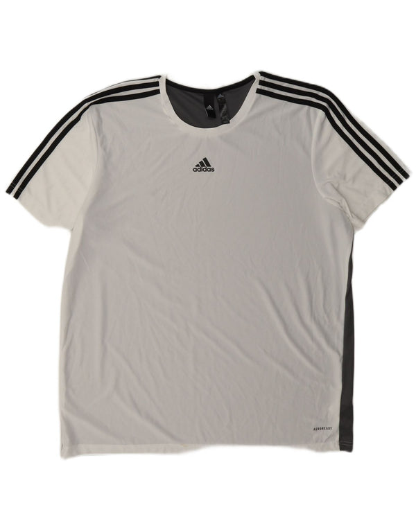 Adidas Herre Aeroready T-Shirt Top XL Hvid Colourblock Polyester